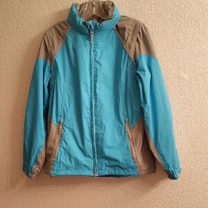 Stylish Blue and Tan Utility Hoodie Jacket B46 X